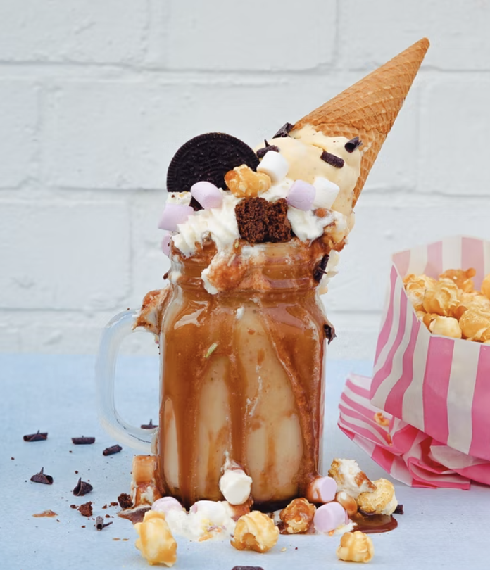 milkshake stuff with cookies and cones